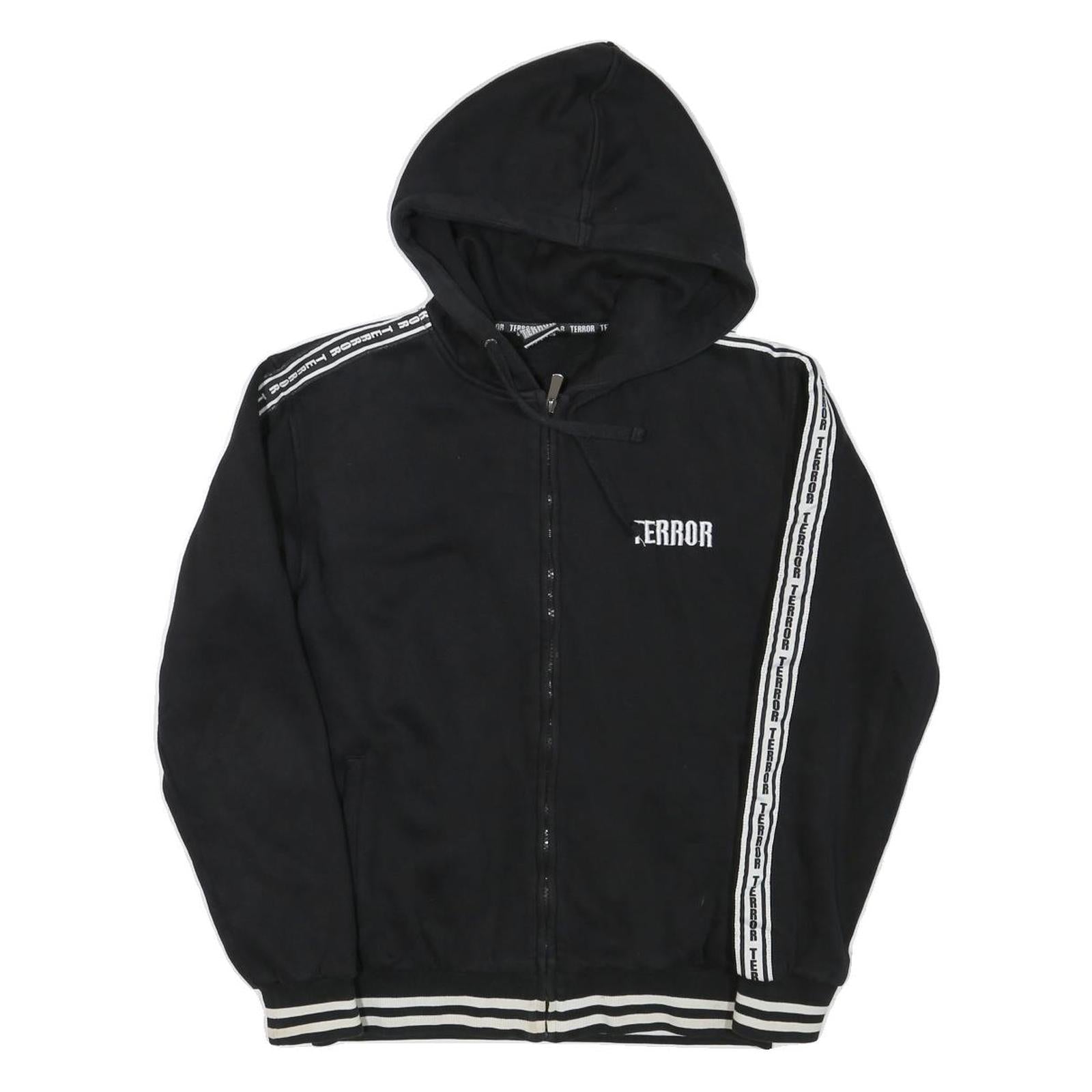 TERROR Mens Black Zip Hoodie S Skull Graphic Death Cant Stop Us