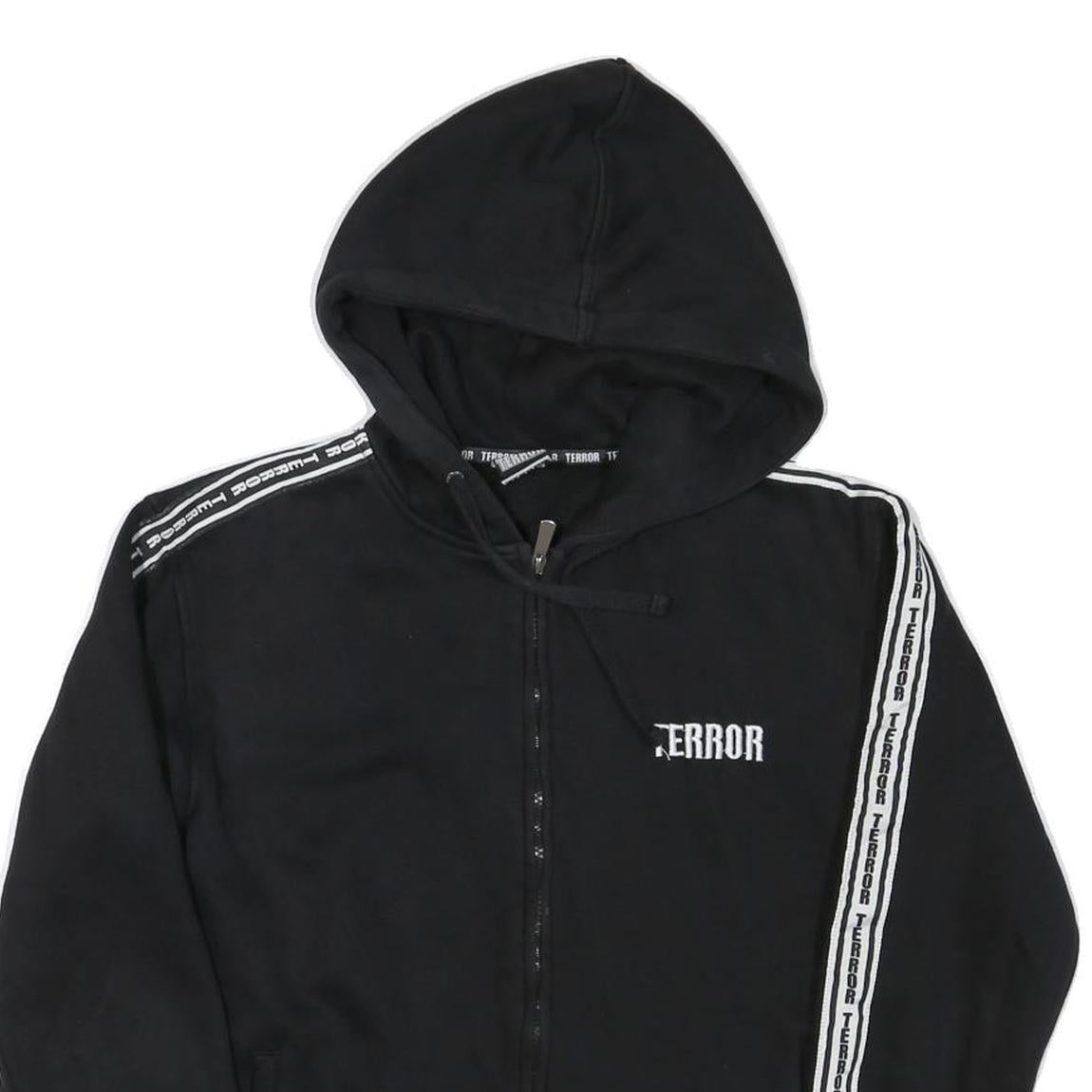 TERROR Mens Black Zip Hoodie S Skull Graphic Death Cant Stop Us
