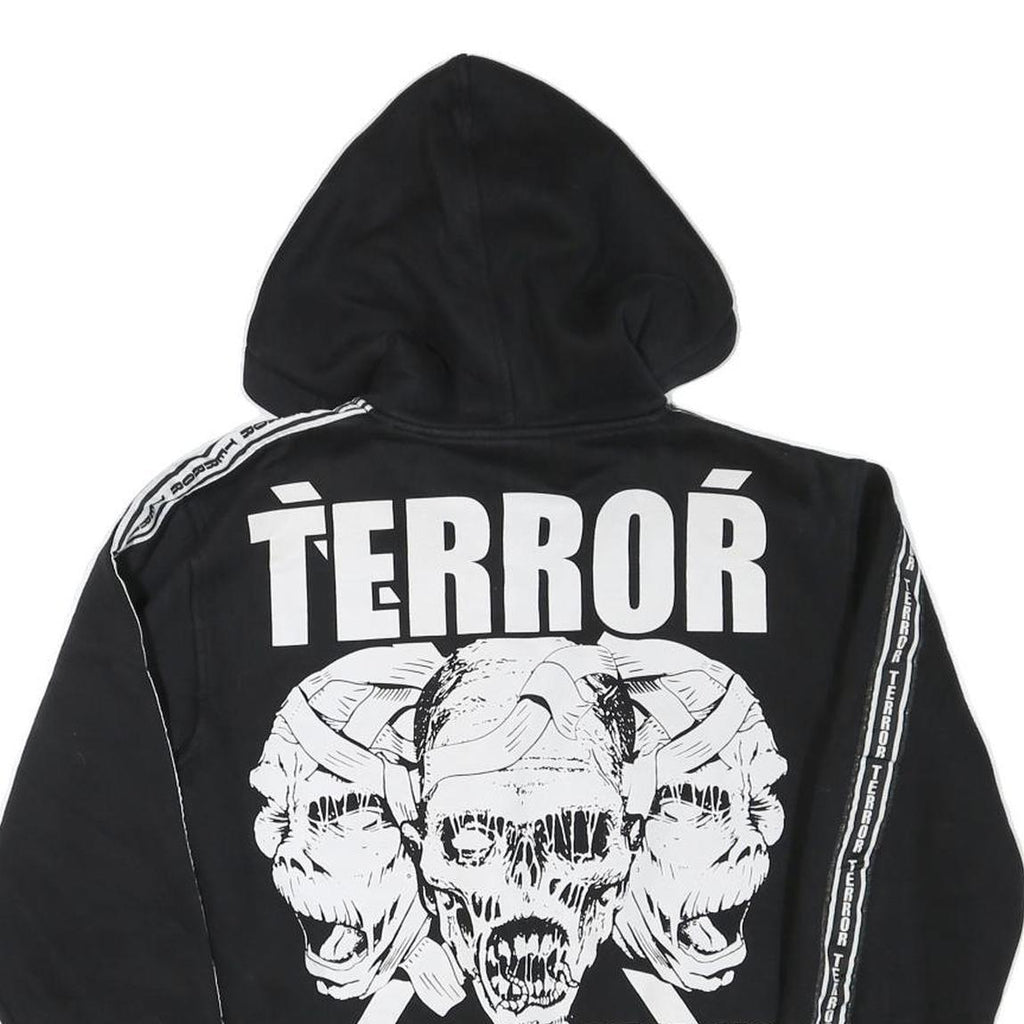 TERROR Mens Black Zip Hoodie S Skull Graphic Death Cant Stop Us