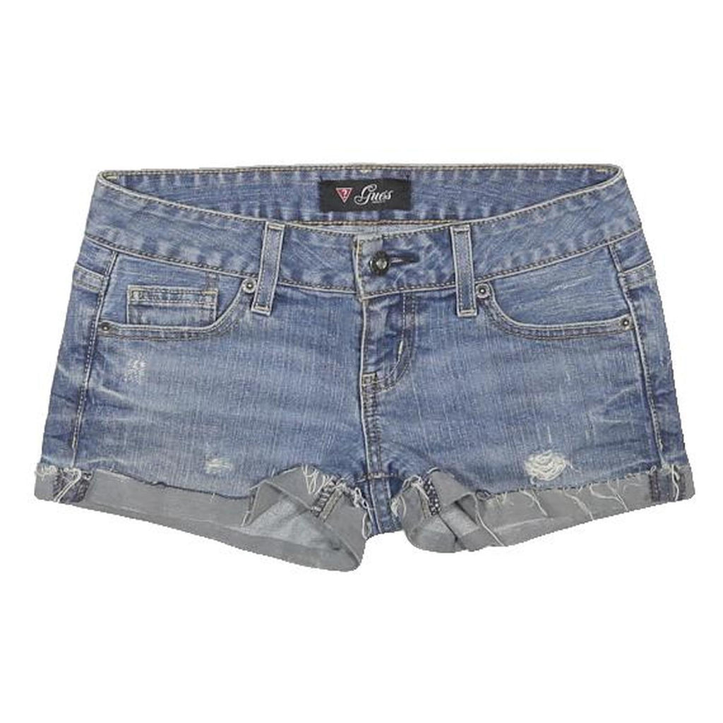 GUESS Womens Denim Blue Casual Shorts S W26 Distressed Cut-Off