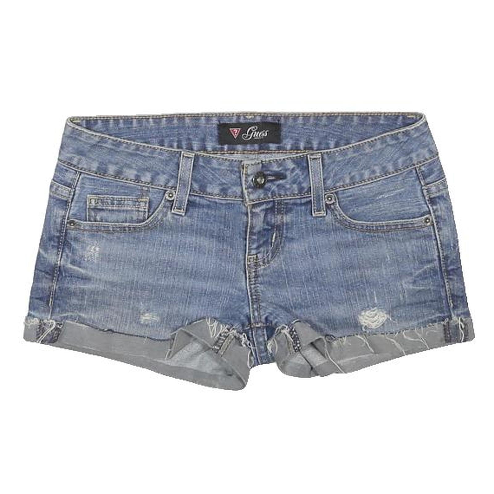 GUESS Womens Denim Blue Casual Shorts S W26 Distressed Cut-Off