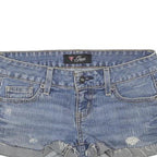 GUESS Womens Denim Blue Casual Shorts S W26 Distressed Cut-Off