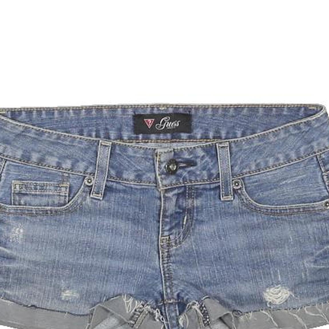 GUESS Womens Denim Blue Casual Shorts S W26 Distressed Cut-Off