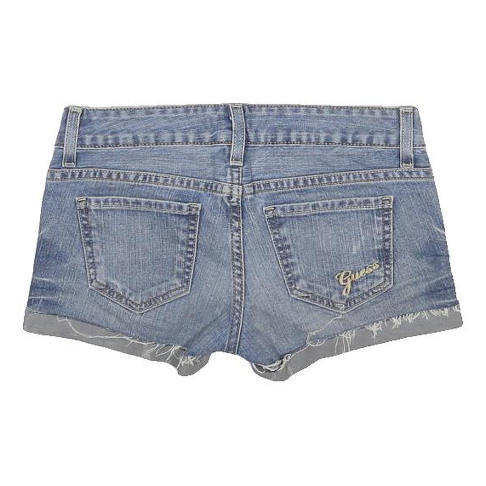 GUESS Womens Denim Blue Casual Shorts S W26 Distressed Cut-Off