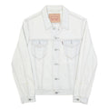 LEVI'S Mens White Cotton Denim Jacket S Button Plain Classic Casual