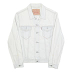 LEVI'S Mens White Cotton Denim Jacket S Button Plain Classic Casual