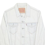 LEVI'S Mens White Cotton Denim Jacket S Button Plain Classic Casual