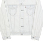 LEVI'S Mens White Cotton Denim Jacket S Button Plain Classic Casual
