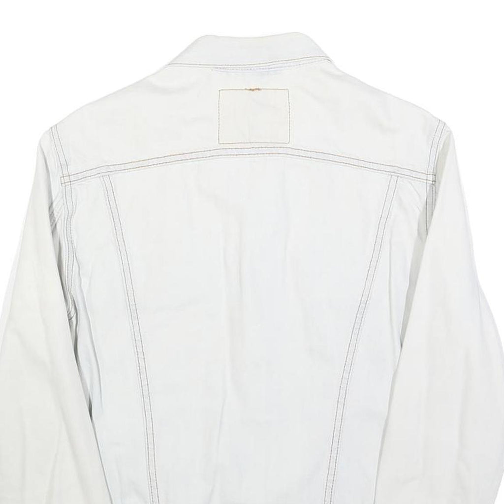 LEVI'S Mens White Cotton Denim Jacket S Button Plain Classic Casual