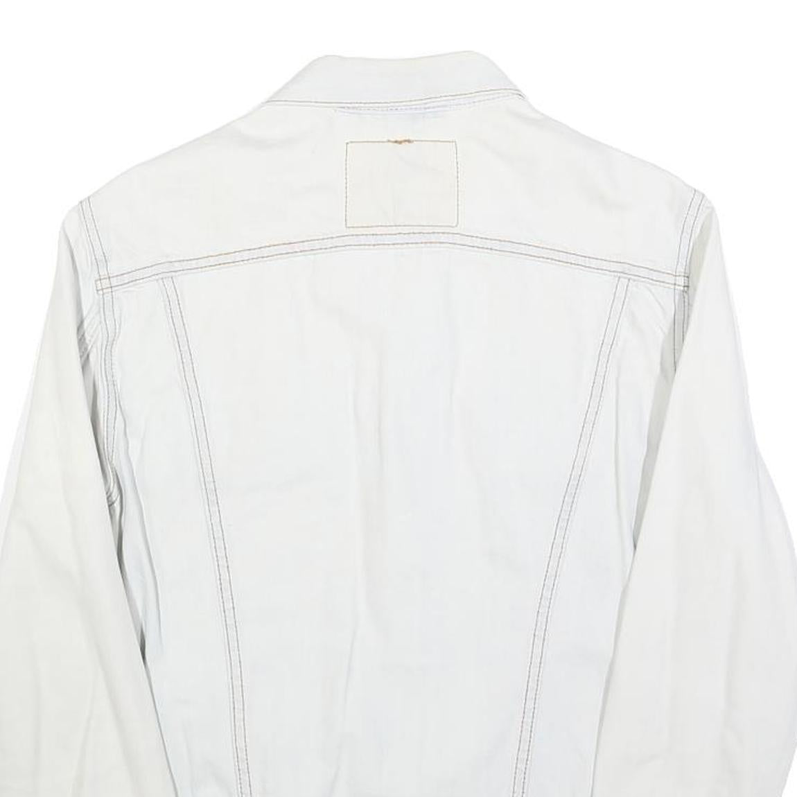 LEVI'S Mens White Cotton Denim Jacket S Button Plain Classic Casual