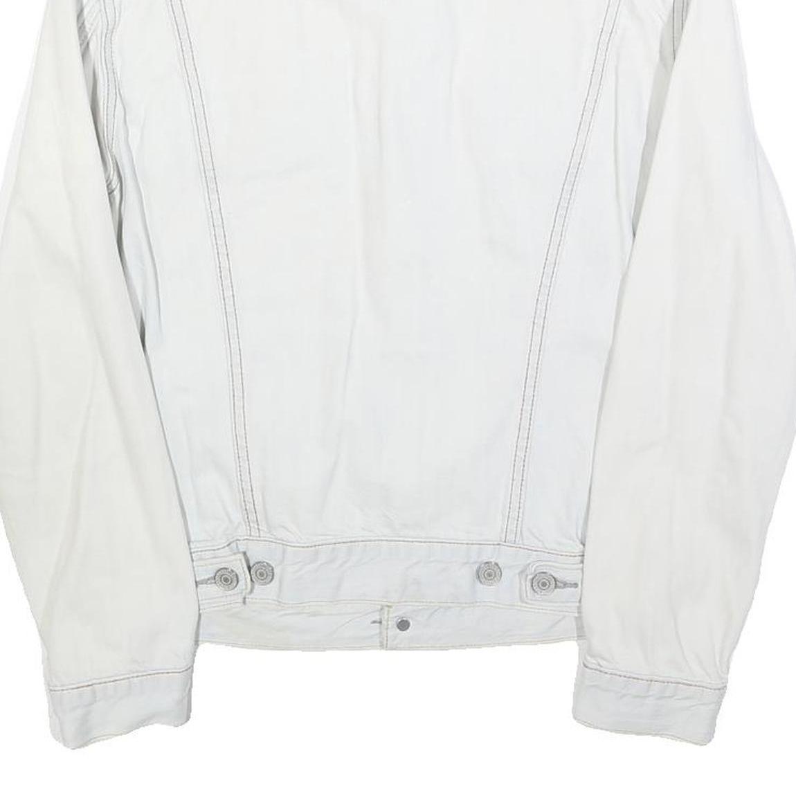 LEVI'S Mens White Cotton Denim Jacket S Button Plain Classic Casual