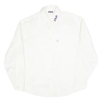 FILA Mens White Cotton Blend Shirt L Button Down Collar Long Sleeve Classic