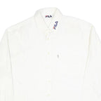 FILA Mens White Cotton Blend Shirt L Button Down Collar Long Sleeve Classic