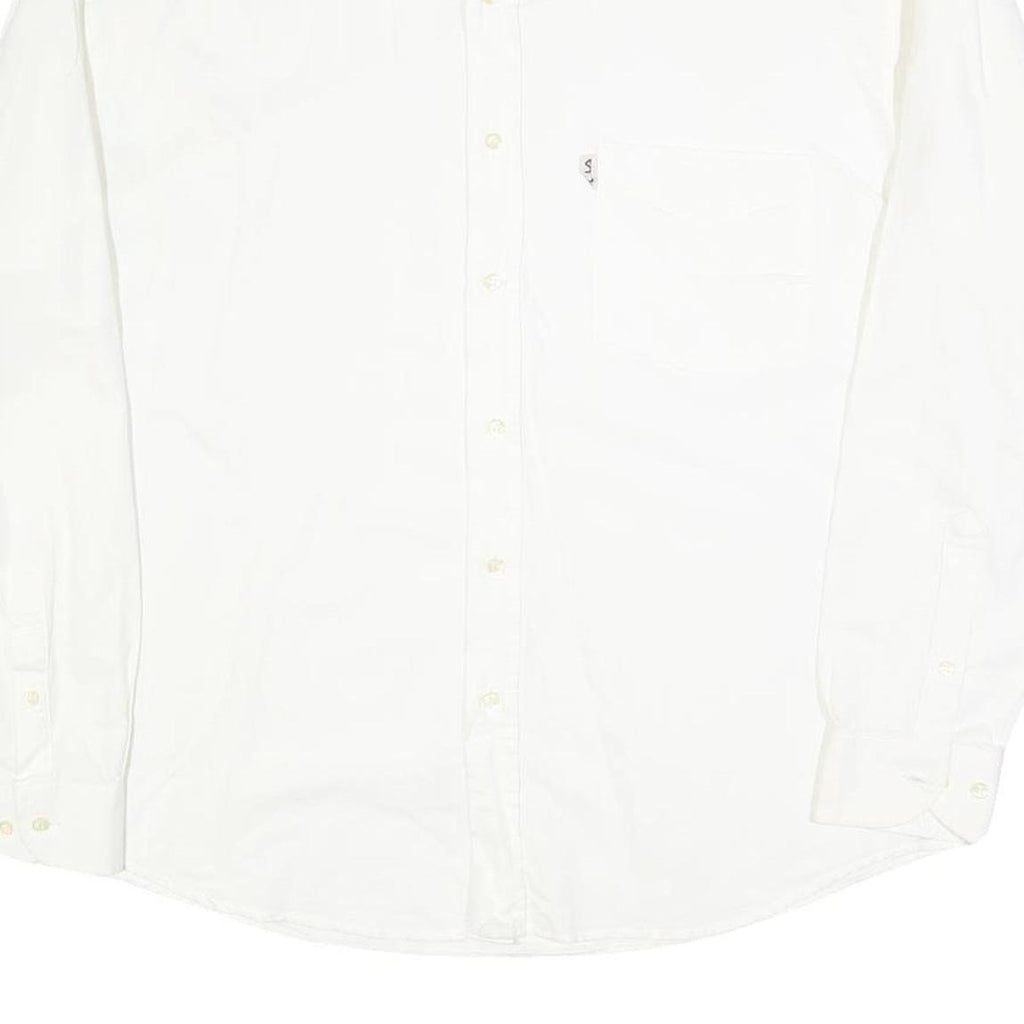 FILA Mens White Cotton Blend Shirt L Button Down Collar Long Sleeve Classic