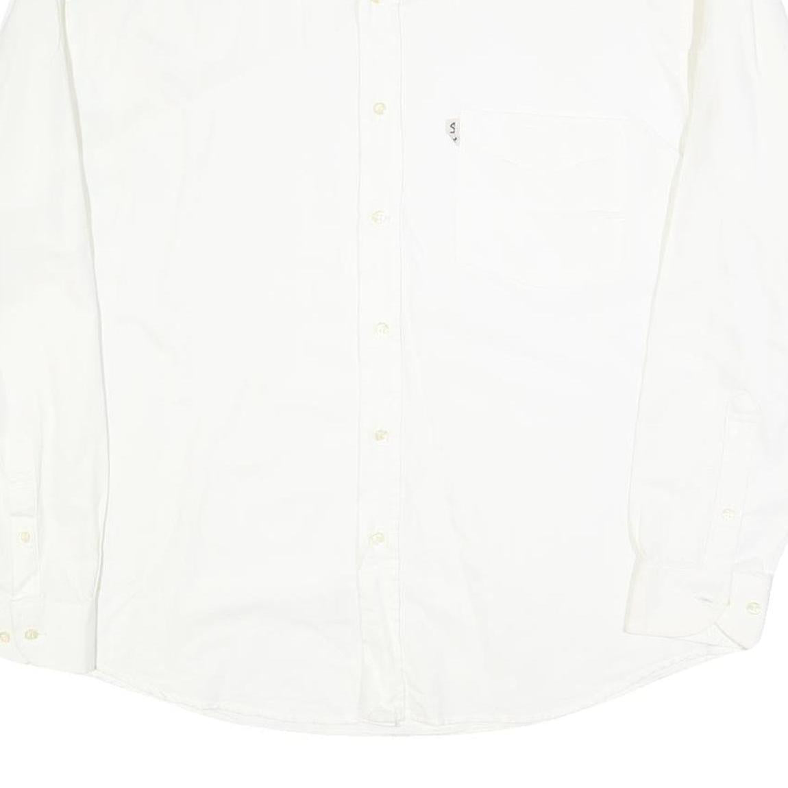 FILA Mens White Cotton Blend Shirt L Button Down Collar Long Sleeve Classic