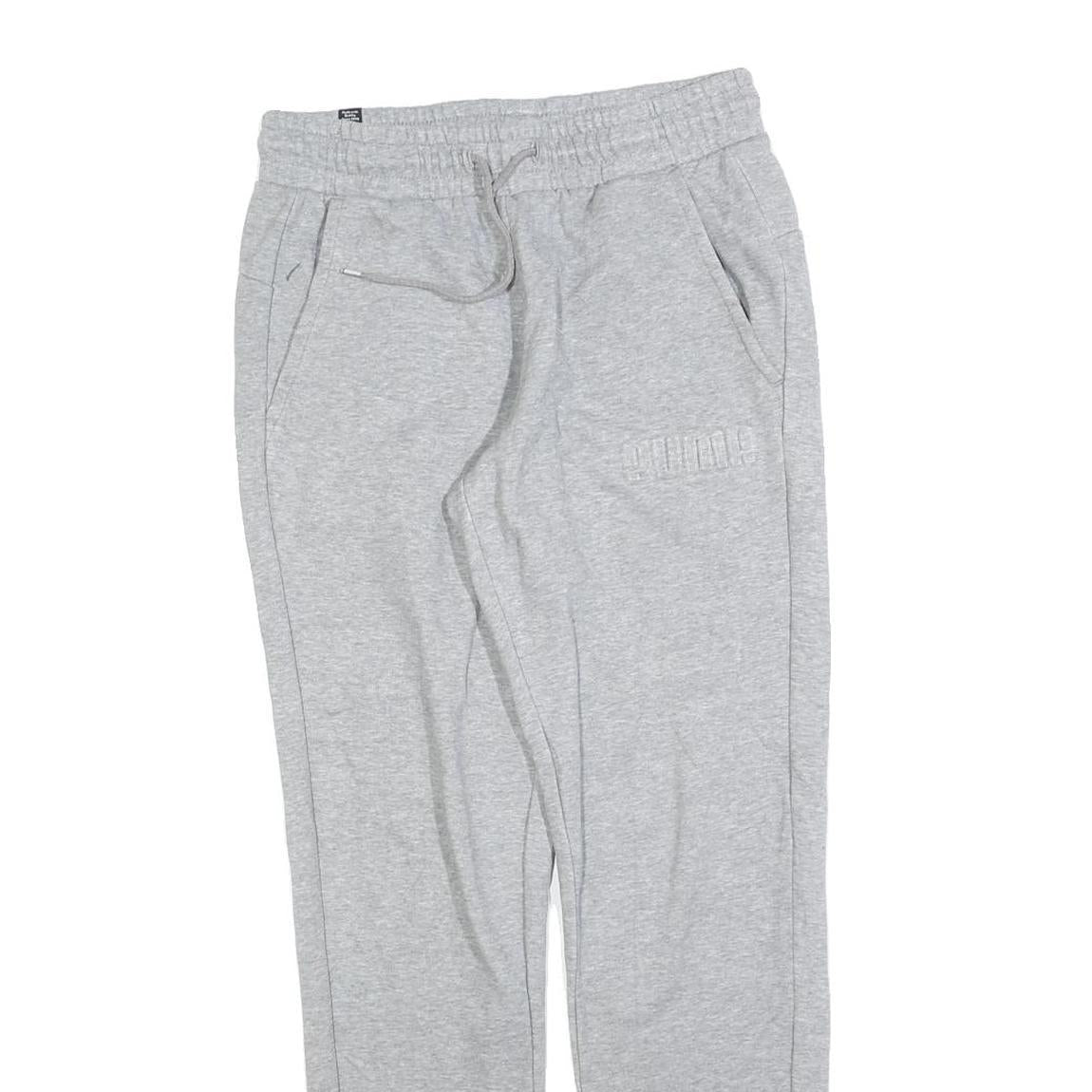 PUMA Mens Joggers Grey S W26 L30 Cotton Blend Regular Tapered Comfortable Casual