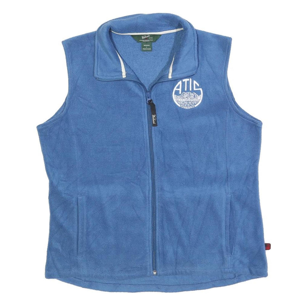WOOLRICH Womens Blue Sleeveless Fleece Jacket L Polyester Zip Casual Outdoor