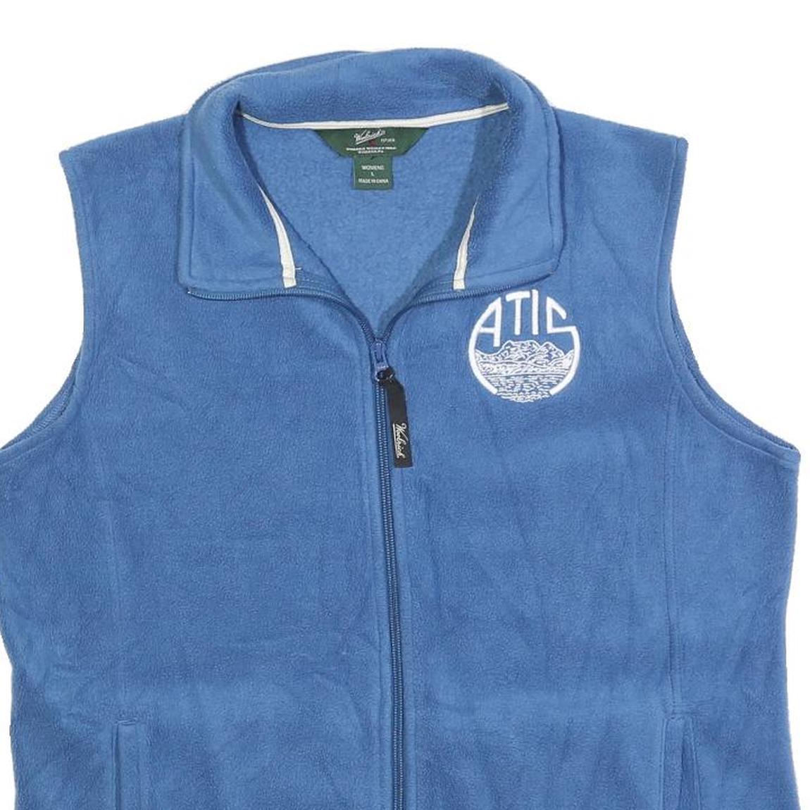 WOOLRICH Womens Blue Sleeveless Fleece Jacket L Polyester Zip Casual Outdoor