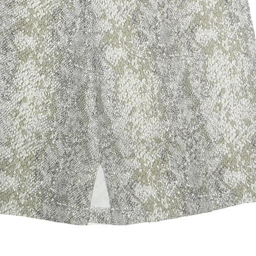 Womens Grey & Beige Snake Print Mini Cotton Blend Skirt Size S Stylish Summer