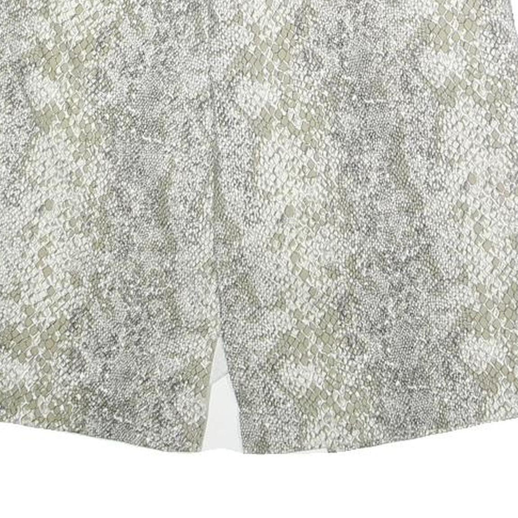 Womens Grey & Beige Snake Print Mini Cotton Blend Skirt Size S Stylish Summer
