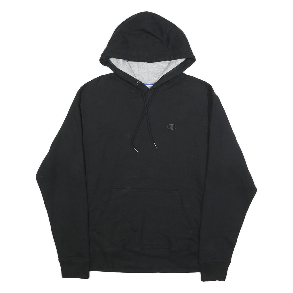 CHAMPION Mens Black Hoodie M Cotton Blend Pullover Casual Sportswear