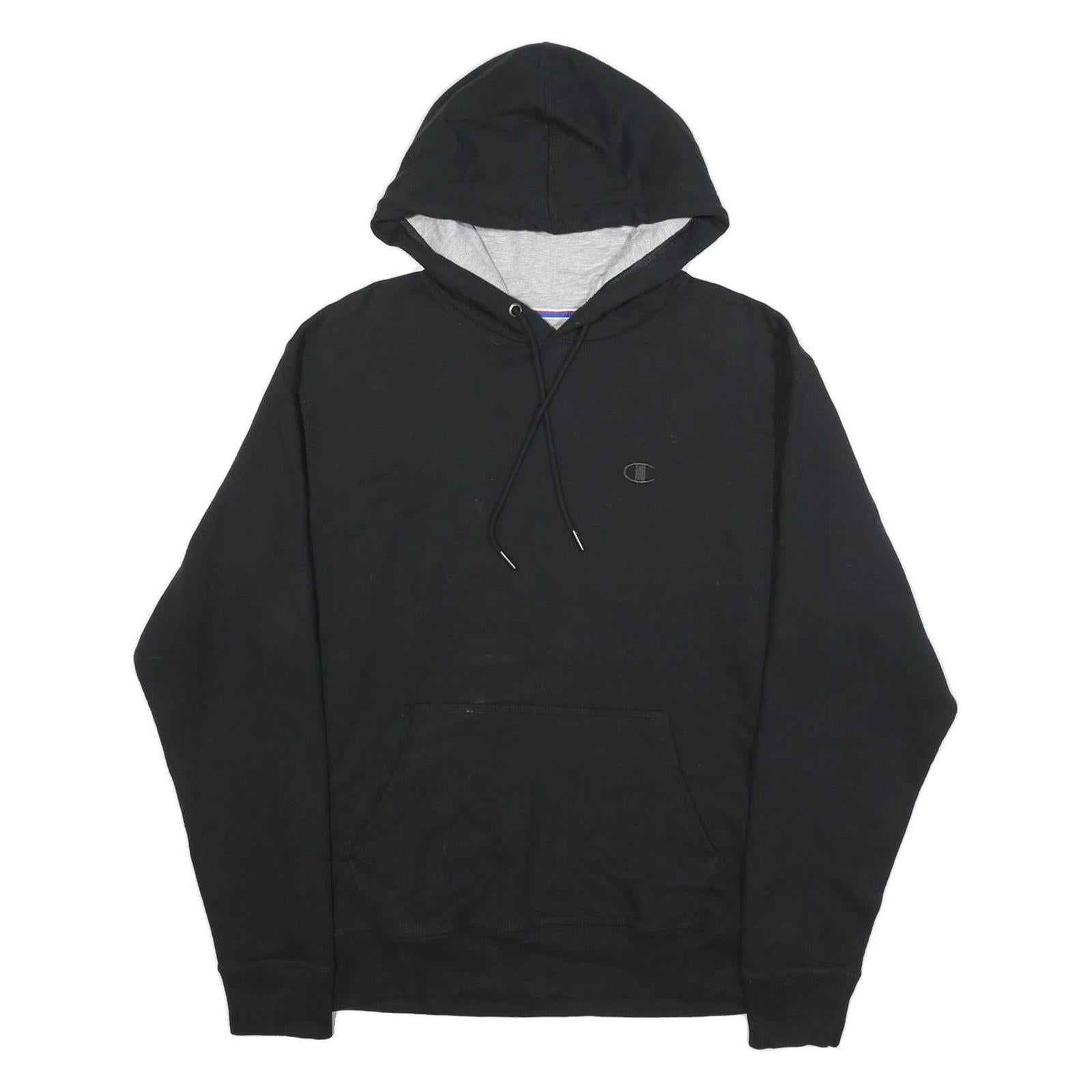 CHAMPION Mens Black Hoodie M Cotton Blend Pullover Casual Sportswear