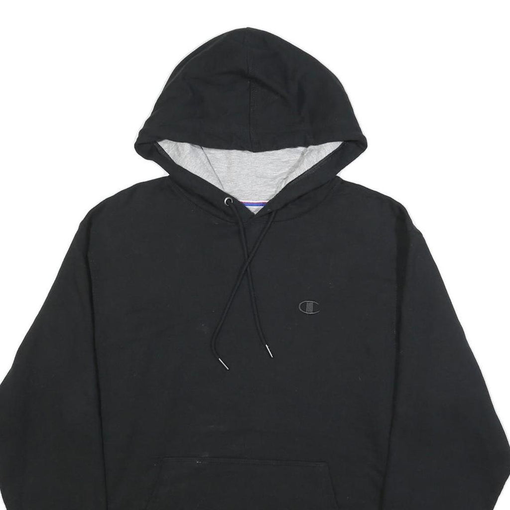 CHAMPION Mens Black Hoodie M Cotton Blend Pullover Casual Sportswear