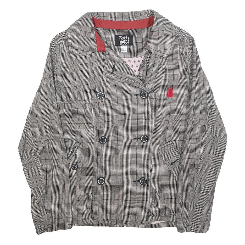 NEIGHBORHOOD Womens Grey Button Double Breasted Cotton Blend Jacket UK 14