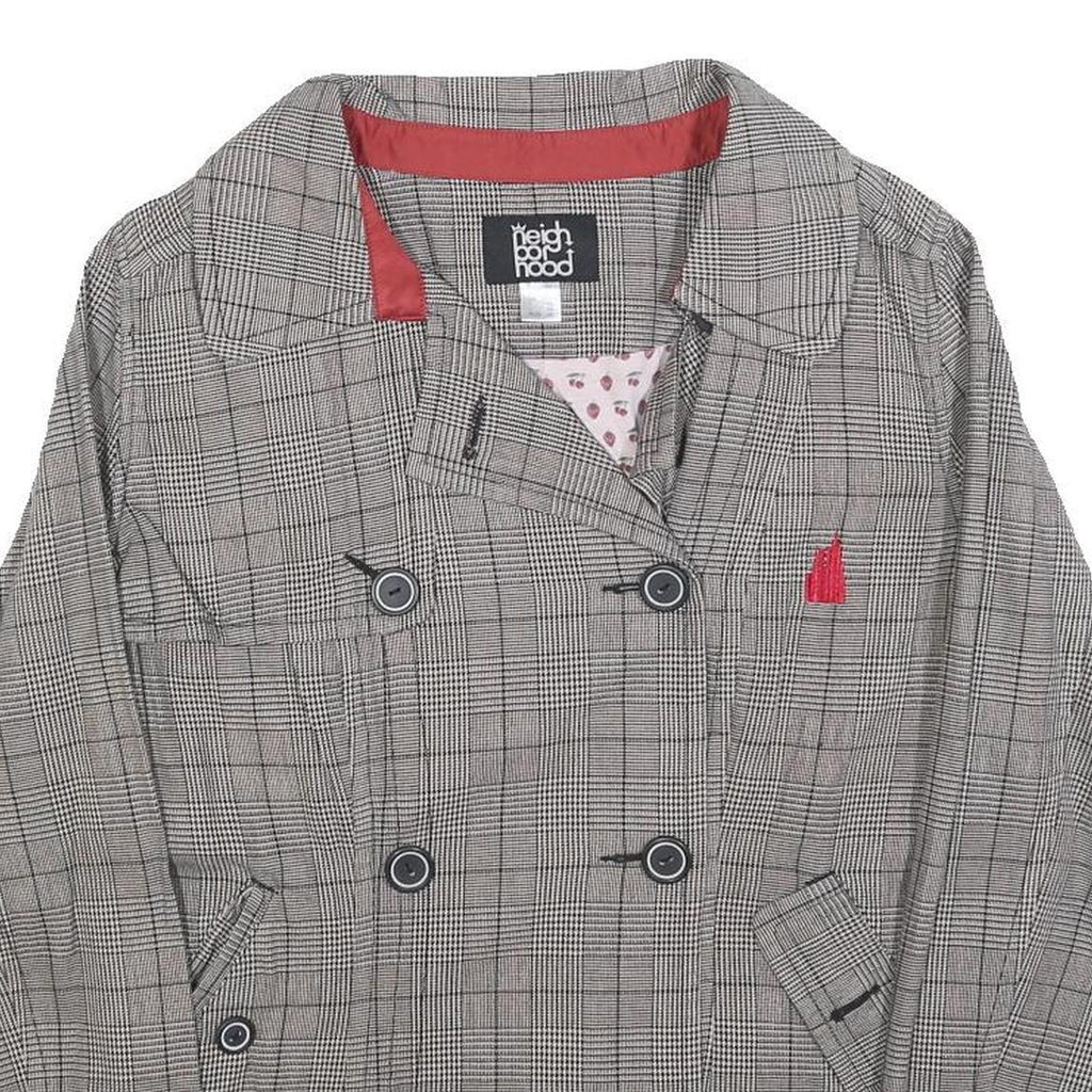 NEIGHBORHOOD Womens Grey Button Double Breasted Cotton Blend Jacket UK 14