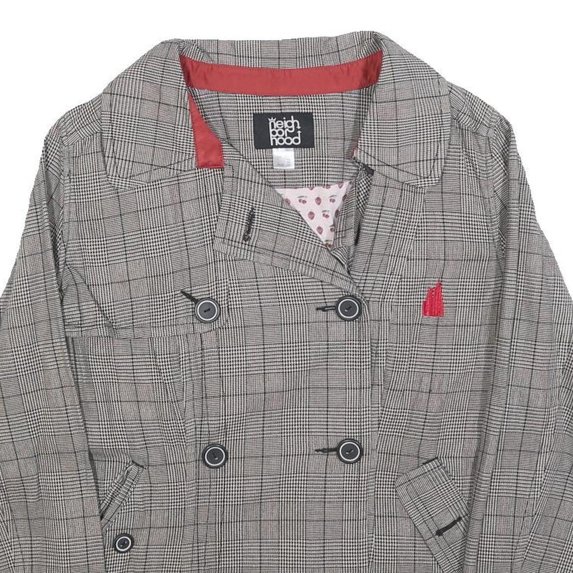NEIGHBORHOOD Womens Grey Button Double Breasted Cotton Blend Jacket UK 14