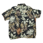 CROFT & BARROW Mens Black Green & Brown Leaf Print Shirt XL Casual Short Sleeve