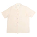 CANDA Womens Cream Basic Shirt Short Sleeve Point Collar Plain M Button Casual