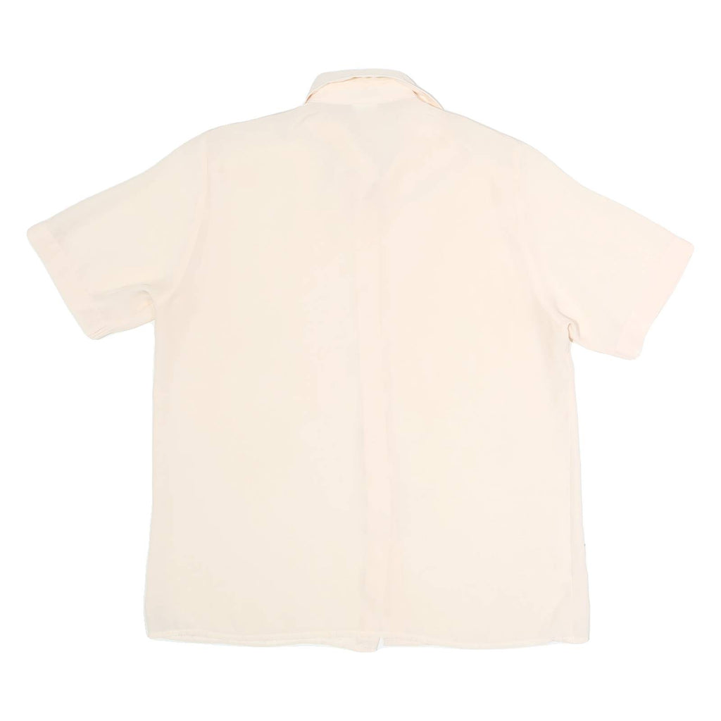 CANDA Womens Cream Basic Shirt Short Sleeve Point Collar Plain M Button Casual