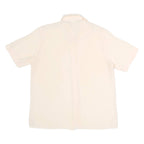 CANDA Womens Cream Basic Shirt Short Sleeve Point Collar Plain M Button Casual