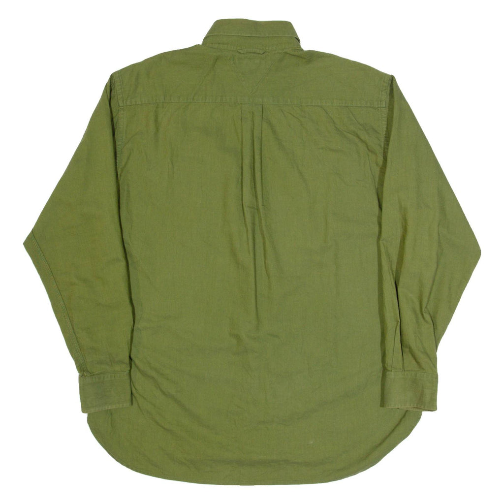 TOMMY HILFIGER Mens Plain Shirt Green Long Sleeve M