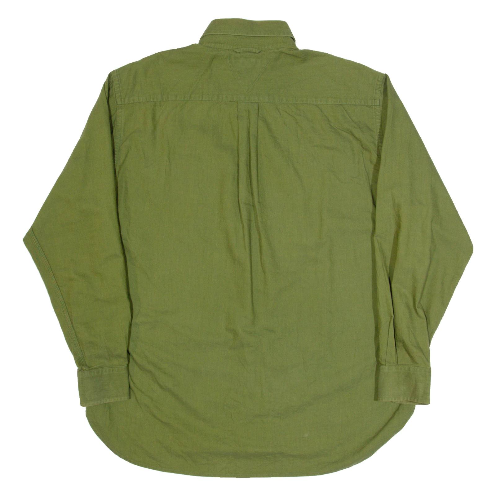 TOMMY HILFIGER Mens Plain Shirt Green Long Sleeve M
