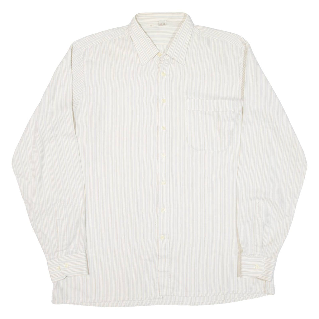 ELCH Mens Shirt Beige Striped Long Sleeve L