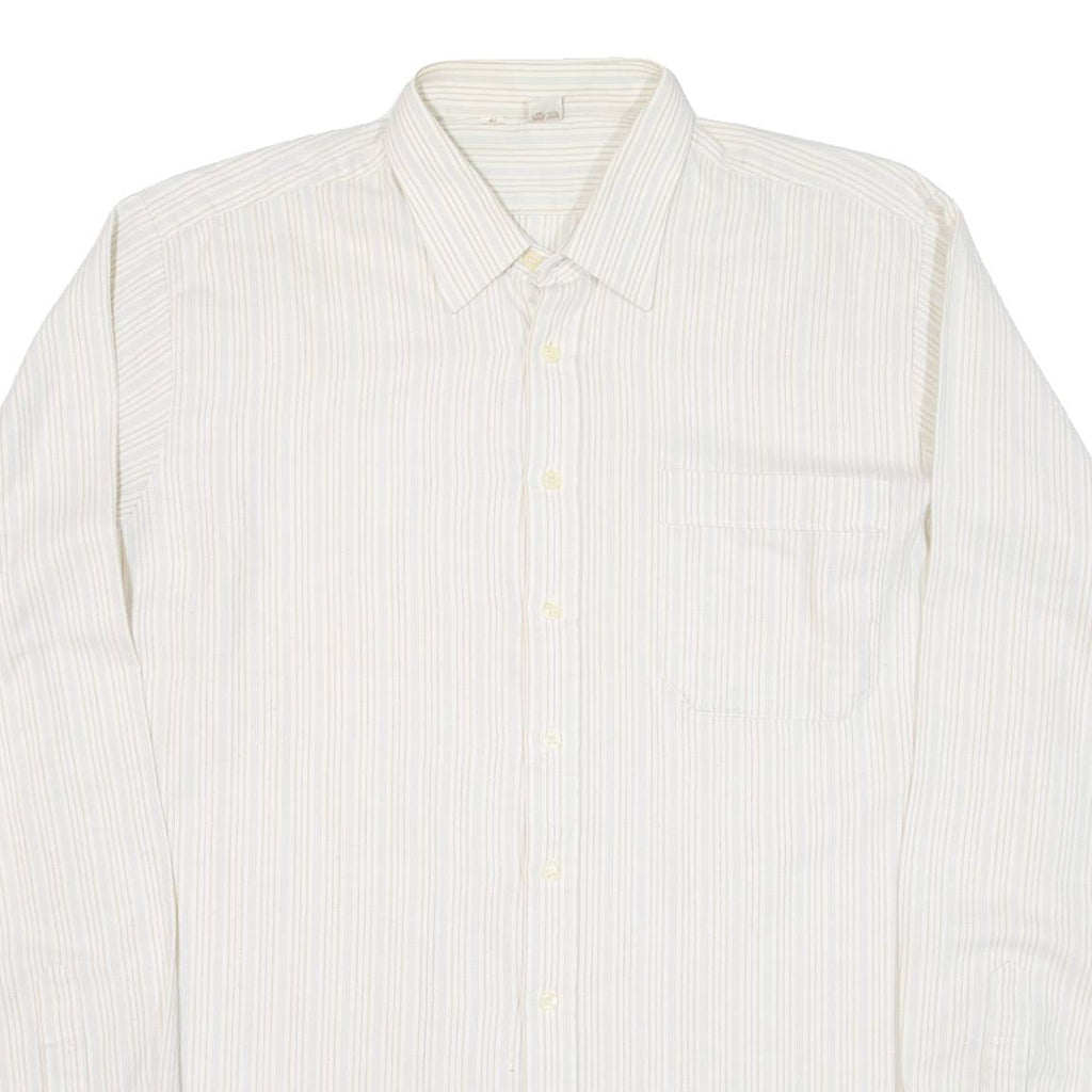 ELCH Mens Shirt Beige Striped Long Sleeve L
