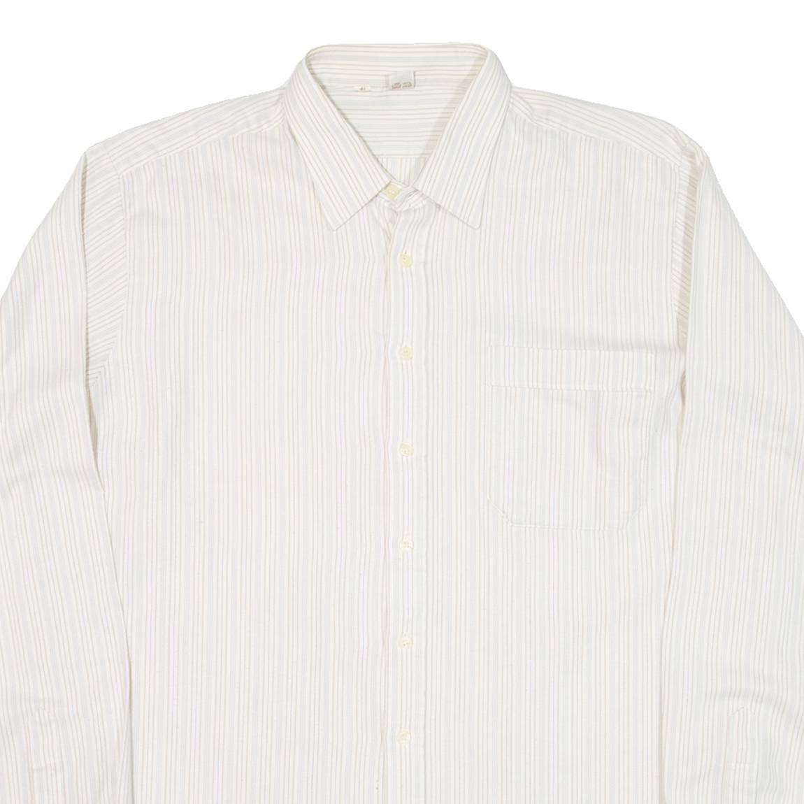 ELCH Mens Shirt Beige Striped Long Sleeve L