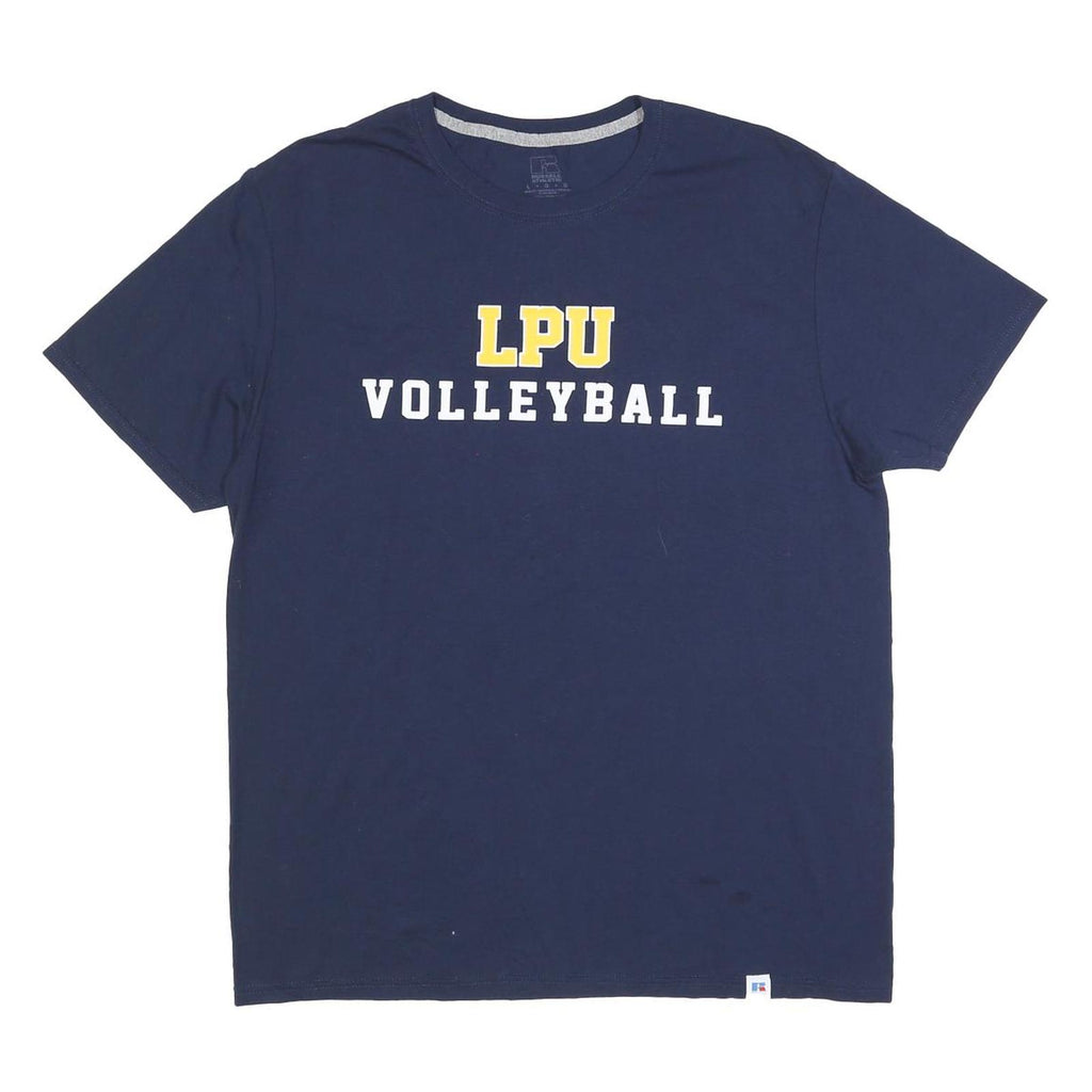 RUSSELL ATHLETIC Mens Navy Blue L Cotton Blend Short Sleeve Crew Neck Volleyball