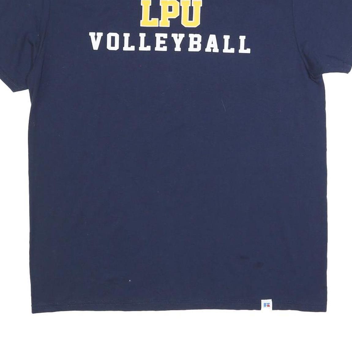 RUSSELL ATHLETIC Mens Navy Blue L Cotton Blend Short Sleeve Crew Neck Volleyball