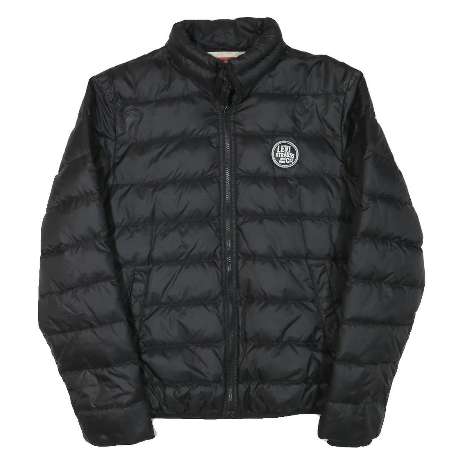 LEVI'S Mens Black Puffer Jacket M Polyester Blend Zip Casual Outerwear