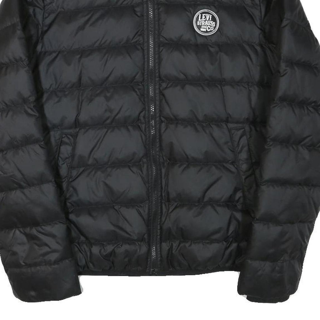 LEVI'S Mens Black Puffer Jacket M Polyester Blend Zip Casual Outerwear