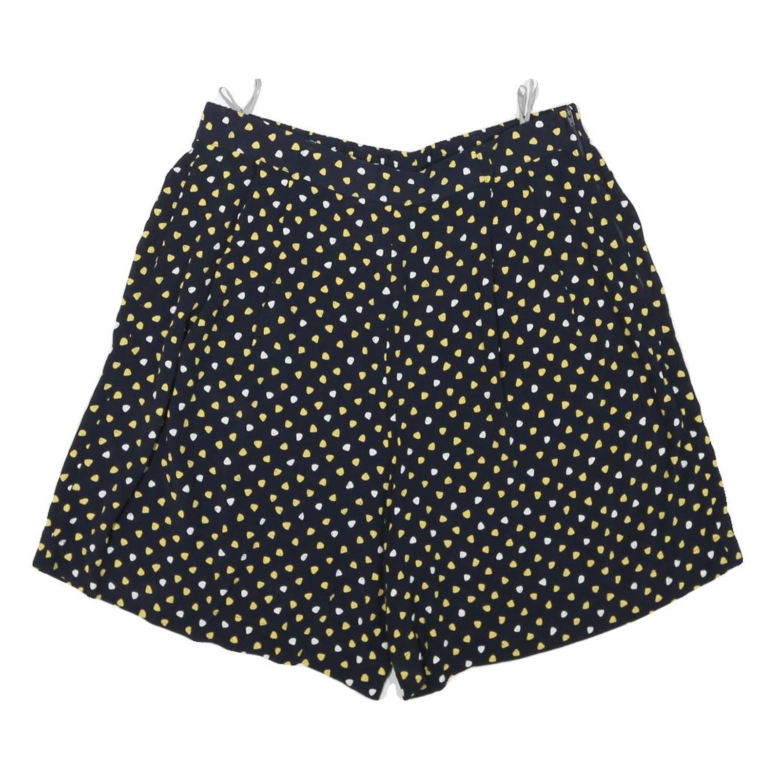 Womens Black Yellow & White Patterned Casual Shorts XL W30 Lightweight