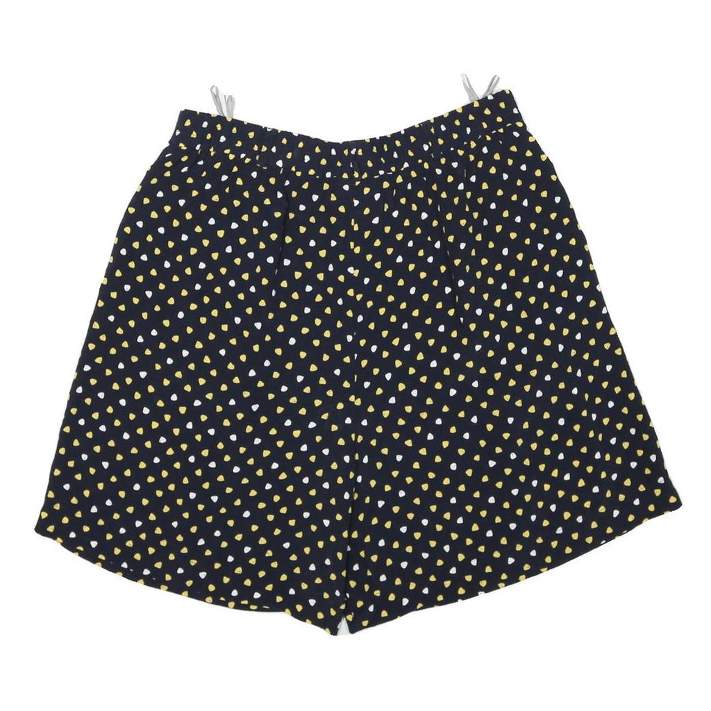Womens Black Yellow & White Patterned Casual Shorts XL W30 Lightweight