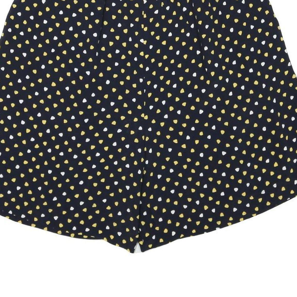 Womens Black Yellow & White Patterned Casual Shorts XL W30 Lightweight