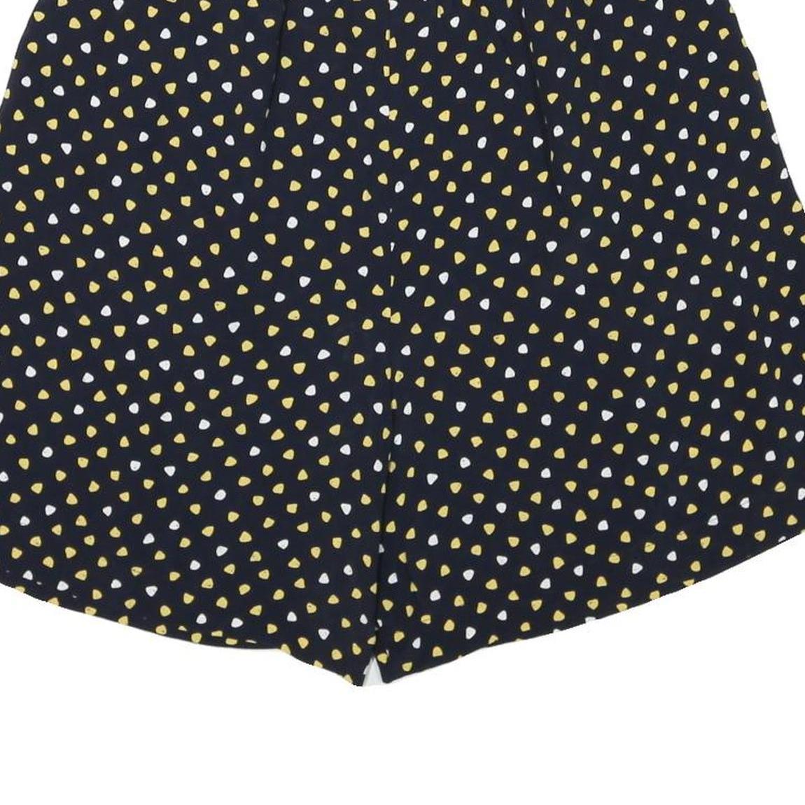 Womens Black Yellow & White Patterned Casual Shorts XL W30 Lightweight