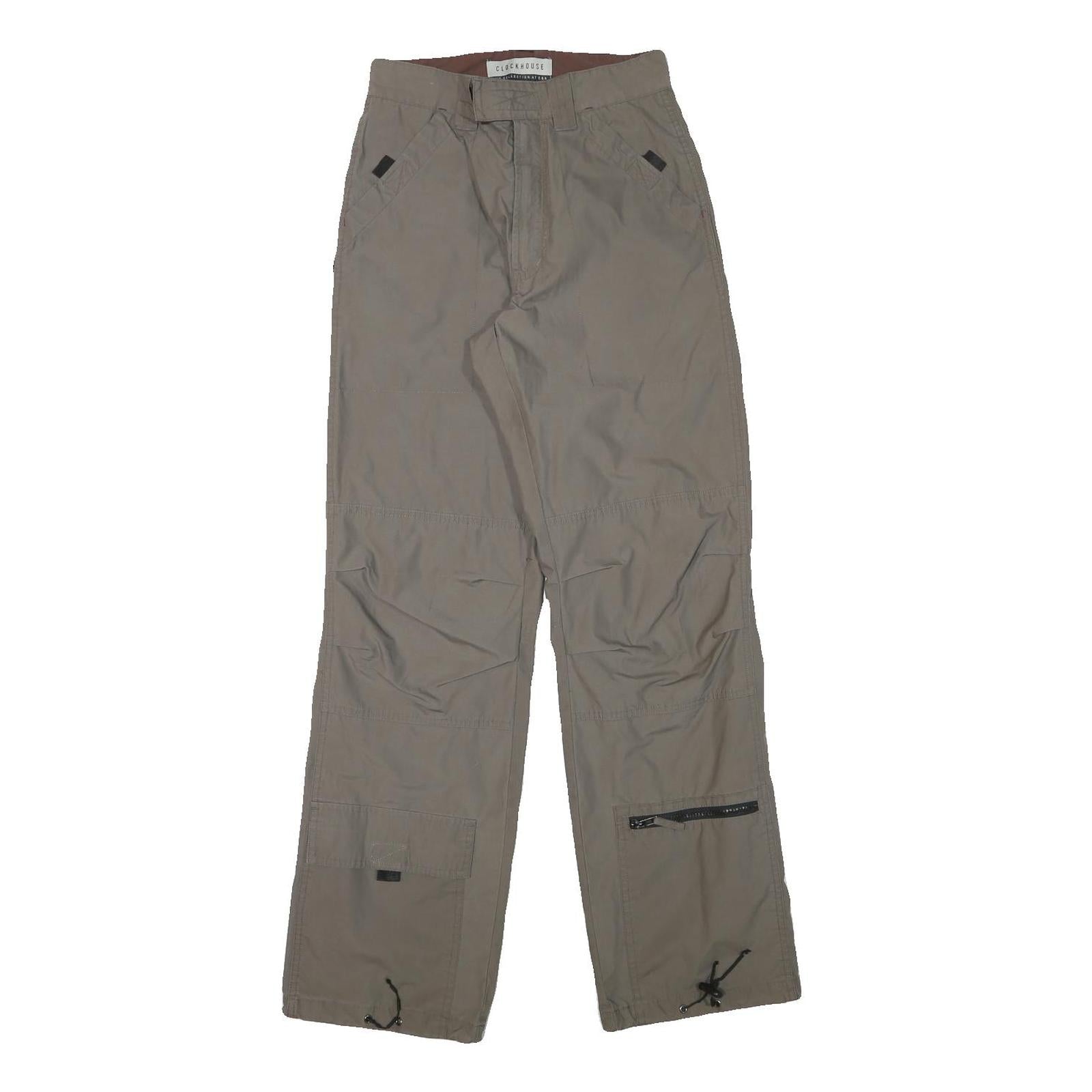 CLOCKHOUSE Mens Polyester Blend Beige Relaxed Straight Trousers W26 L31 Casual