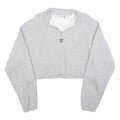ADIDAS Womens Grey Cotton Blend Sweatshirt Crop Half Zip UK 16 Trefoil Logo