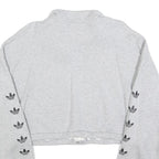 ADIDAS Womens Grey Cotton Blend Sweatshirt Crop Half Zip UK 16 Trefoil Logo